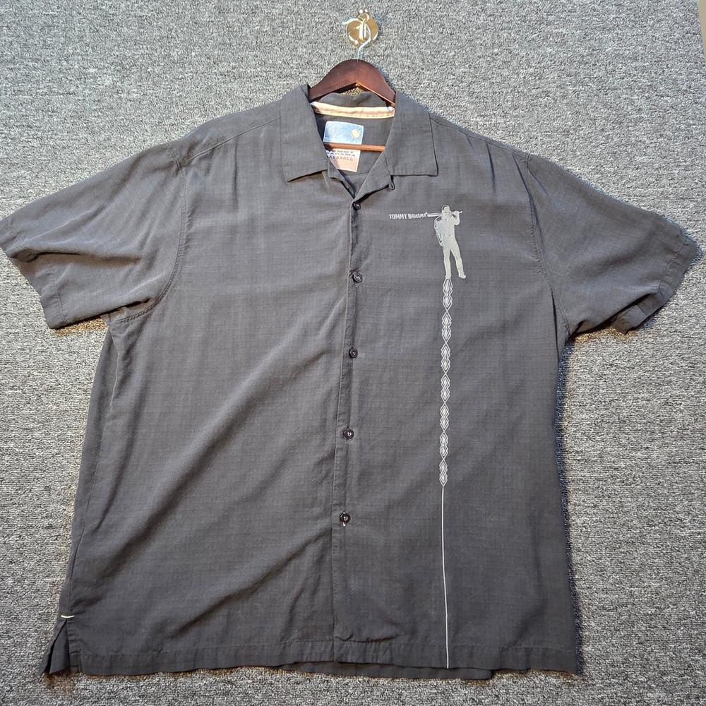 Tommy Bahama Button Down Mens XXL Colorado Rockies MLB Silk Gray Camp Shirt